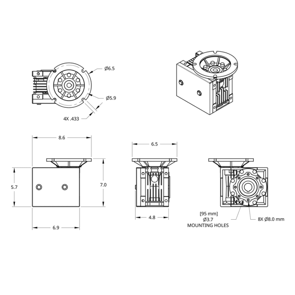 A-Drive PWC Single Worm Reducer w/ Spool Box