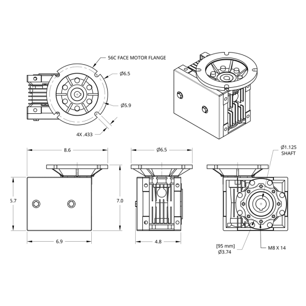 A-Drive PWC Single Worm Reducer w/ Spool Box