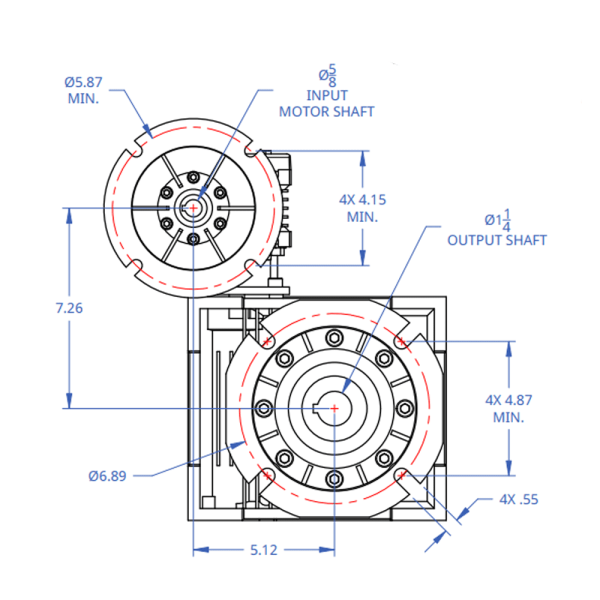 A-Drive 40:90 Double Worm Reducer Gearbox