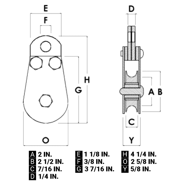 2 1/2 in. Fixed Eye Pulley Block