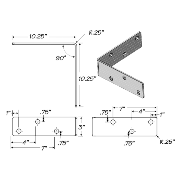 10 1/4 in. x 3 in. Angle Bracket/Clip