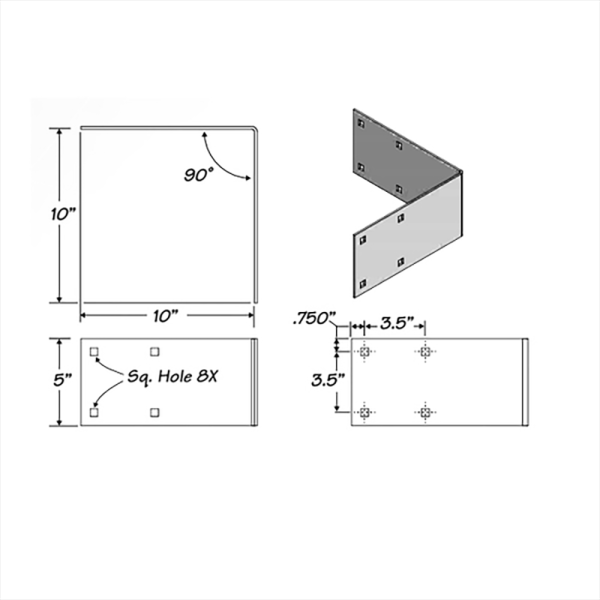 10 in. x 5 in. Outside Corner End