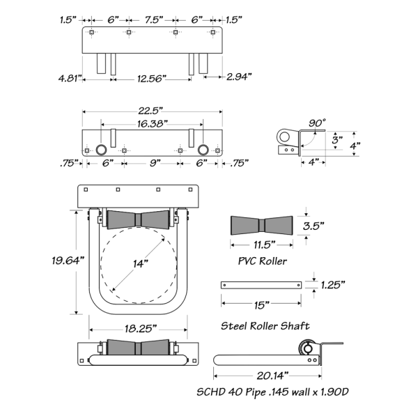 14 in. Roller Pile Holder