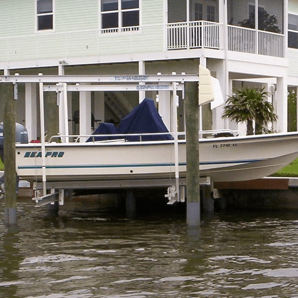 6,000 lb. Aluminum Four Post Pile Mount Boat Lift